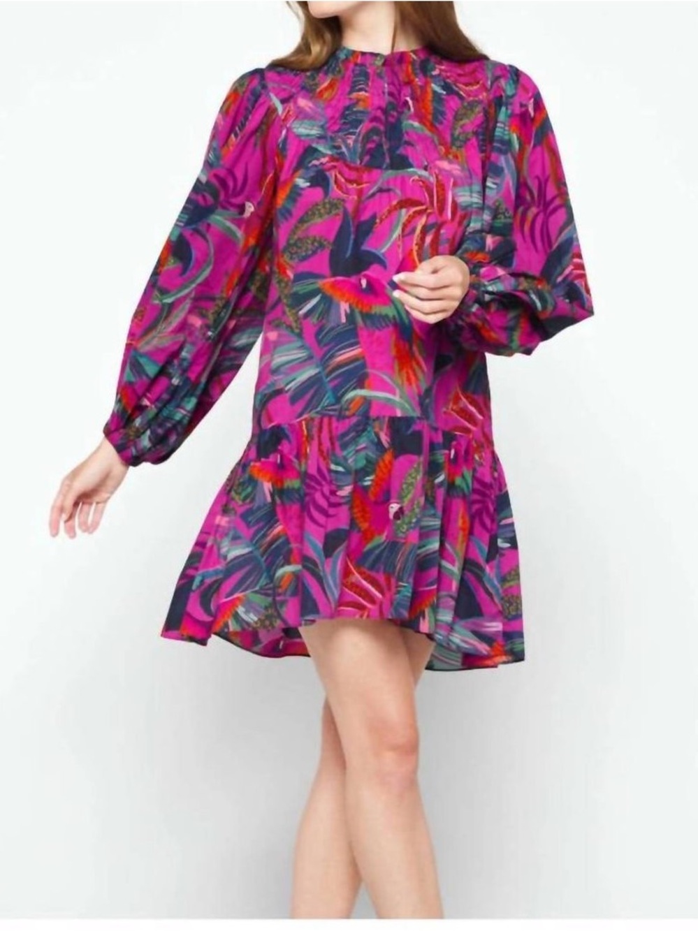 Farm Rio Rainbow Macaws Mini Dress